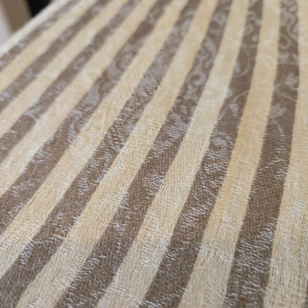 NWOT Lightweight Gauzy Cashmere Scarf Wrap Ivory with Brown Stripes - Picture 5 of 14